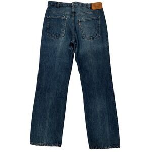 Vintage 80s Levi's 505 Rare Leather Patch Dark Denim Jeans Mens Size 32x30